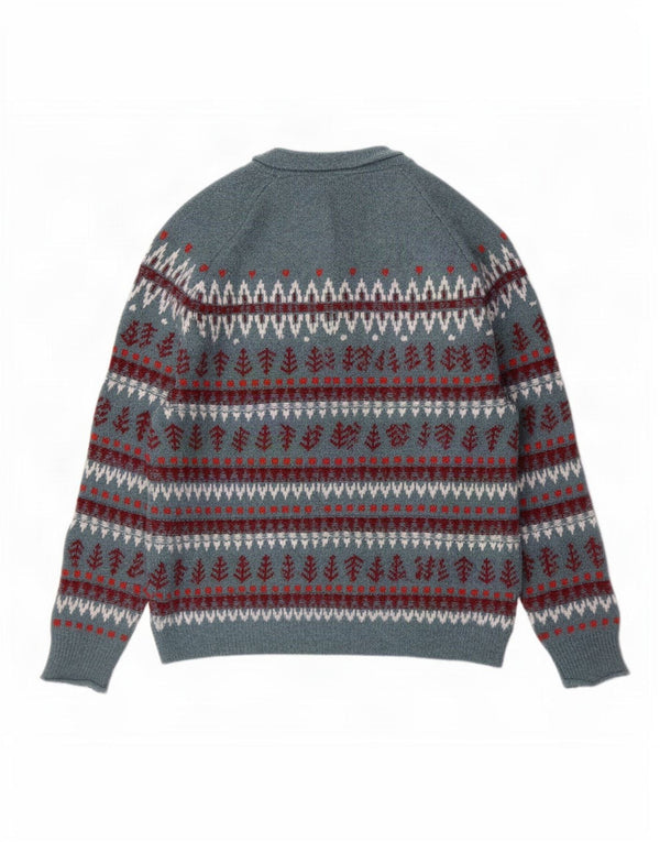 White Stuff Pulover pentru femei cu decolteu rotund UK 14 Medium Blue Fair Isle