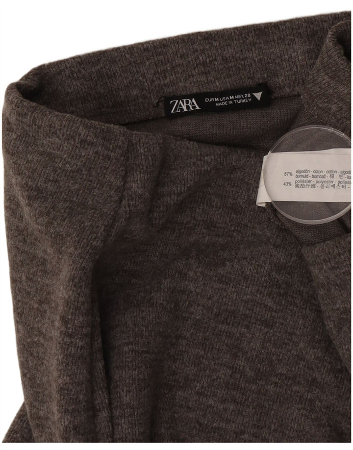 Fusta Midi pentru Femei Zara Medium W28 Gri Bumbac