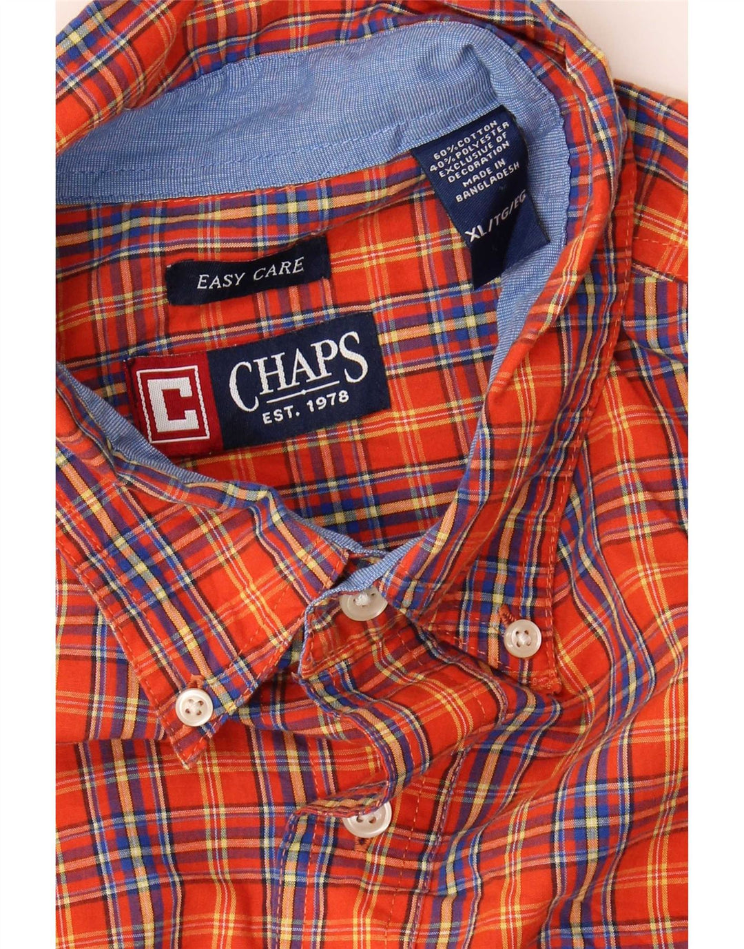 Cămașă pentru bărbați Chaps XL Orange Check Bumbac