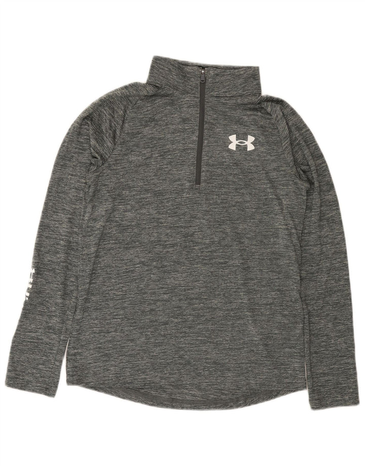 Top de trening Under Armour pentru fete cu pulover grafic 11-12 ani mare, gri