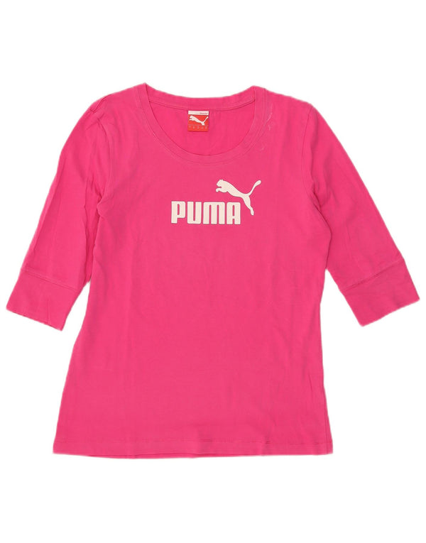 Puma Femei Graphic Top 3/4 Sleeve UK 14 Large Pink