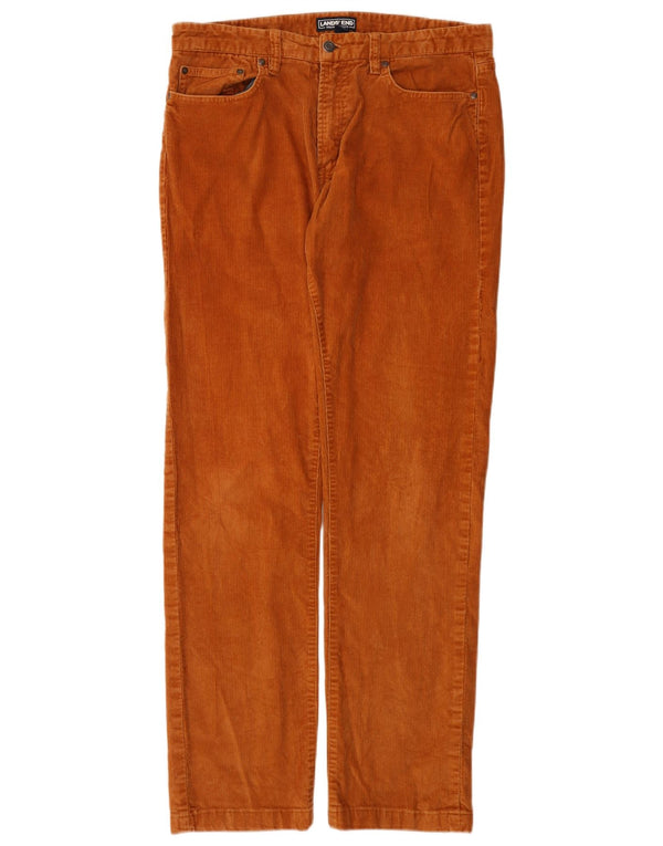 Pantaloni drepti din velur pentru bărbați Lands End L34 L33 bumbac maro