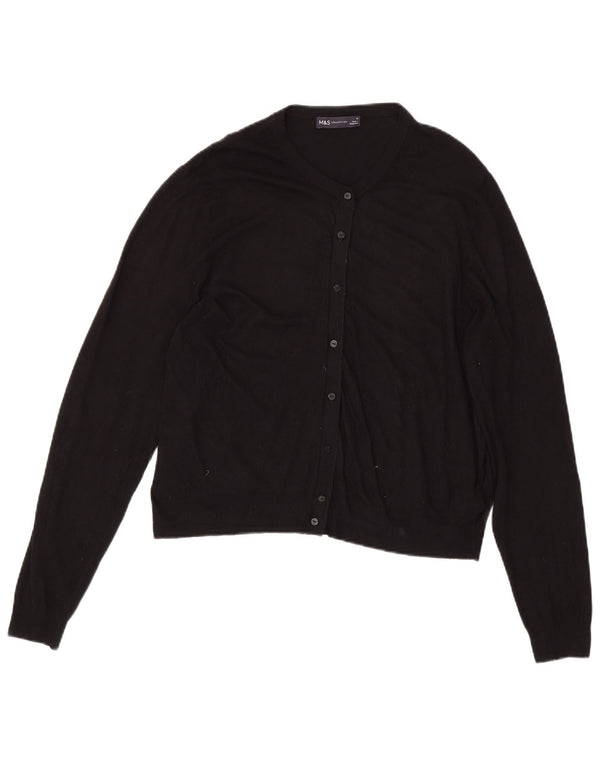 Pulover cardigan crop pentru femei Marks & Spencer UK 18 XL, viscoză neagră