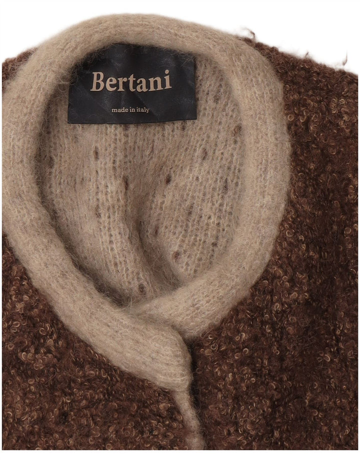 Pulover cardigan deschis fără mâneci vintage pentru femei UK 14 maro mediu