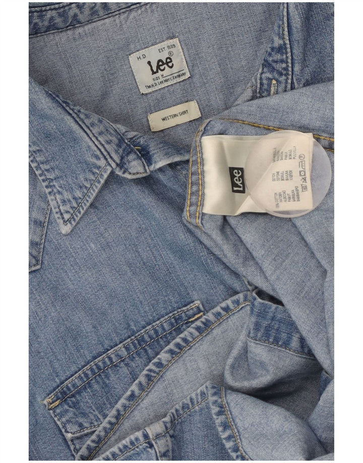 Cămașă de blugi LEE pentru bărbați, bumbac albastru mediu