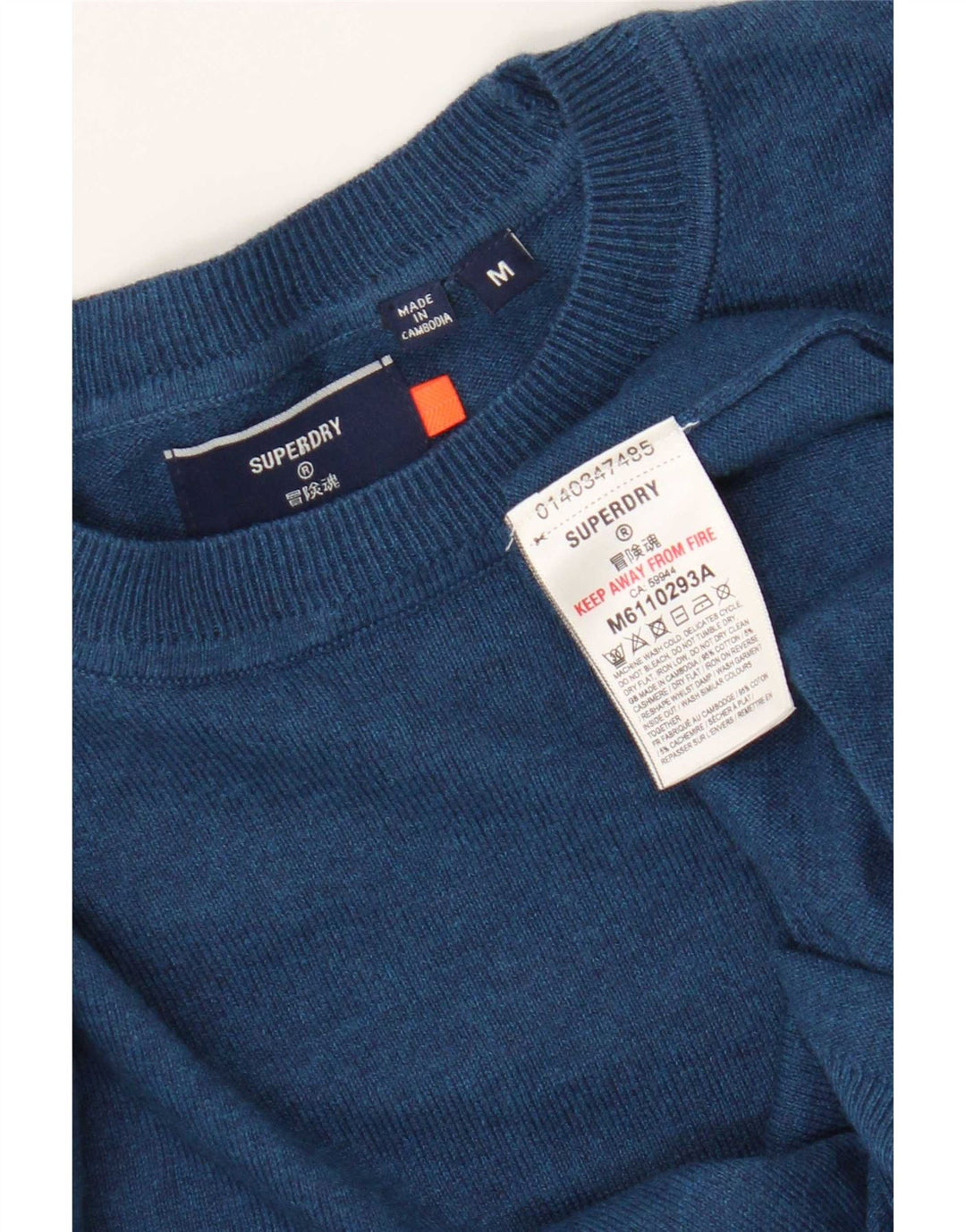 Pulover Superdry pentru bărbați, cu gât crew, bumbac albastru mediu