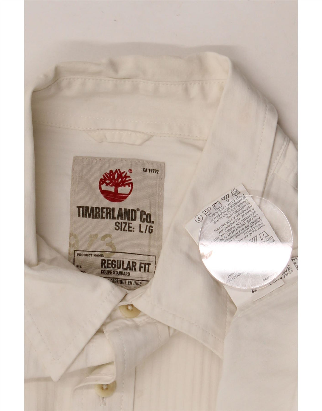 Cămașă TIMBERLAND pentru bărbați, cu tăiere obișnuită, mare, albă, din bumbac