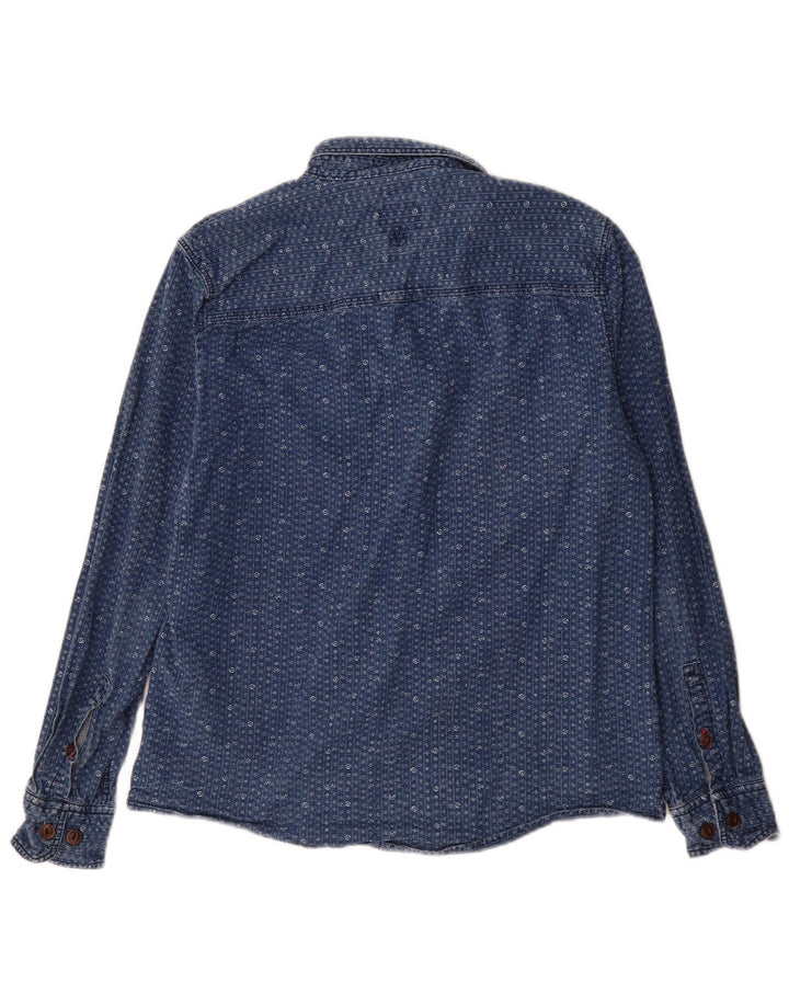 Cămașă Fat Face pentru bărbați, Classic Fit, din denim, Bumbac Floral Albastru Mediu