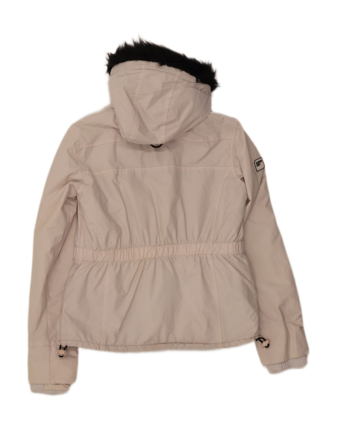 SUPERDRY Womens Hooded Windbreaker Jacket UK 16 Large White Nylon