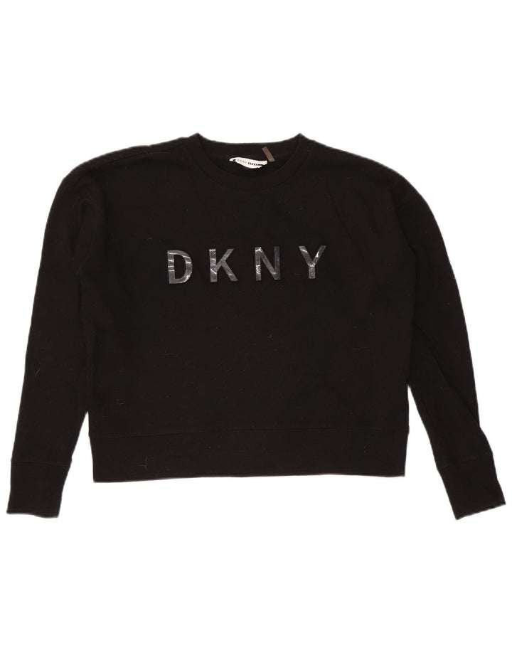 Dkny Pulover oversized cu grafic crop pentru femei UK 10 Small Black