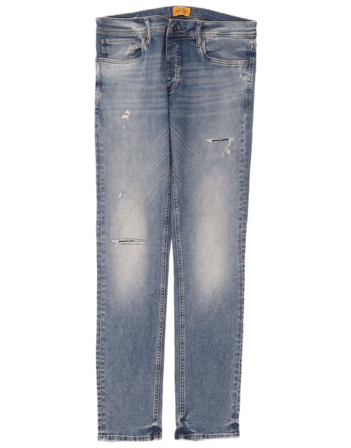 Blugi slim pentru bărbați Jack & Jones Distressed W33 L34 Bumbac albastru