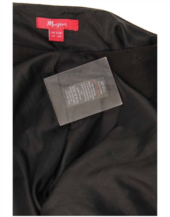 Fusta în formă de A pentru femei Monsoon UK 12 Medium W32 Lână geometrică neagră