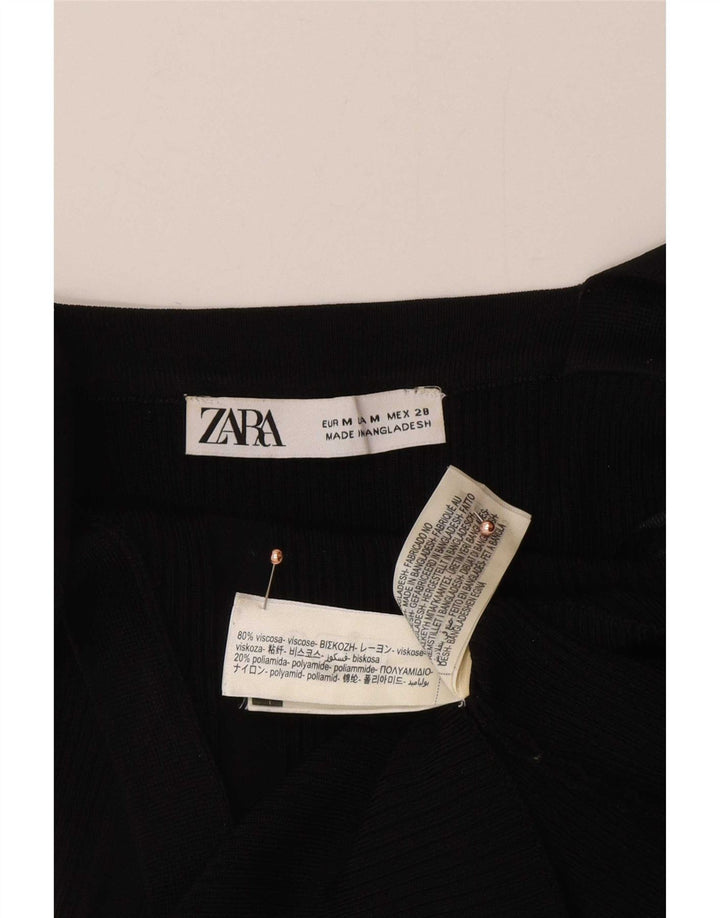 Top Crop pentru femei Zara UK 12 Medium Black Viscose