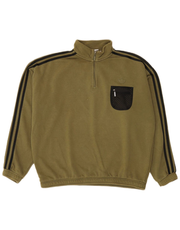 Pulover Adidas pentru femei, supradimensionat, cu fermoar, cu gât, UK 12 Medium Khaki