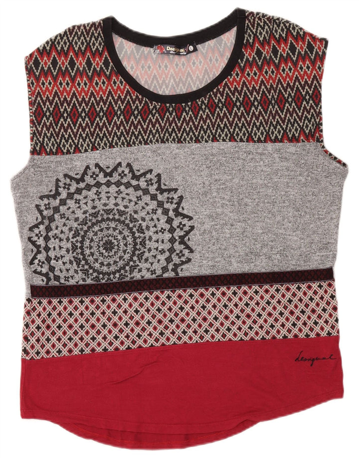 Desigual Womens Vest Top UK 14 Large Multicolor Geometric
