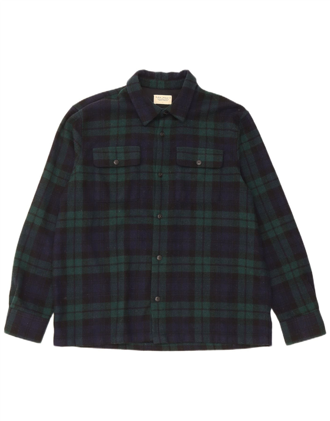 Cămașă de flanel pentru bărbați Nudie Jeans Lână cu carouri mari bleumarin