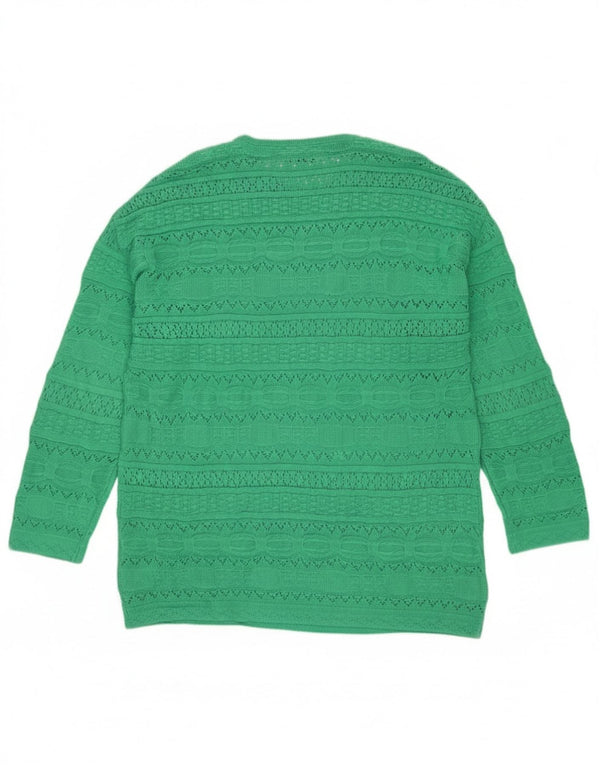 Pulover pentru femei Benetton cu paragate cu decolteu triplu UK 10 Small Green