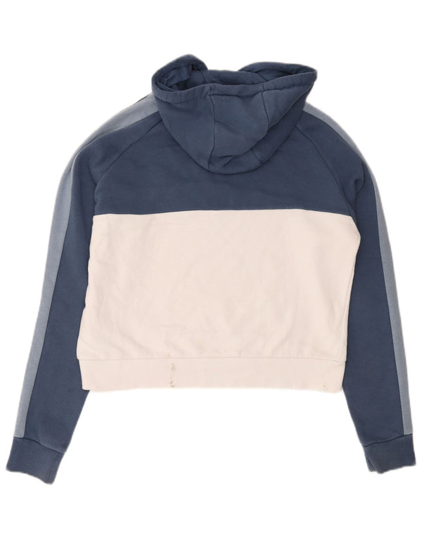 Pulover Fila Crop Graphic Hoodie pentru femei UK 14 Medium Bleumarin Colorblock