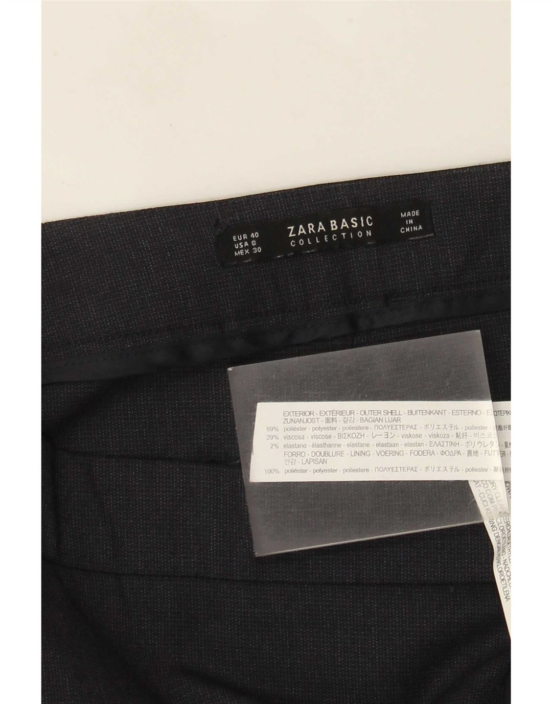 Pantaloni chino subțiri pentru femei Zara EU 40 Mediu L30 L27 Bleumarin Poliester