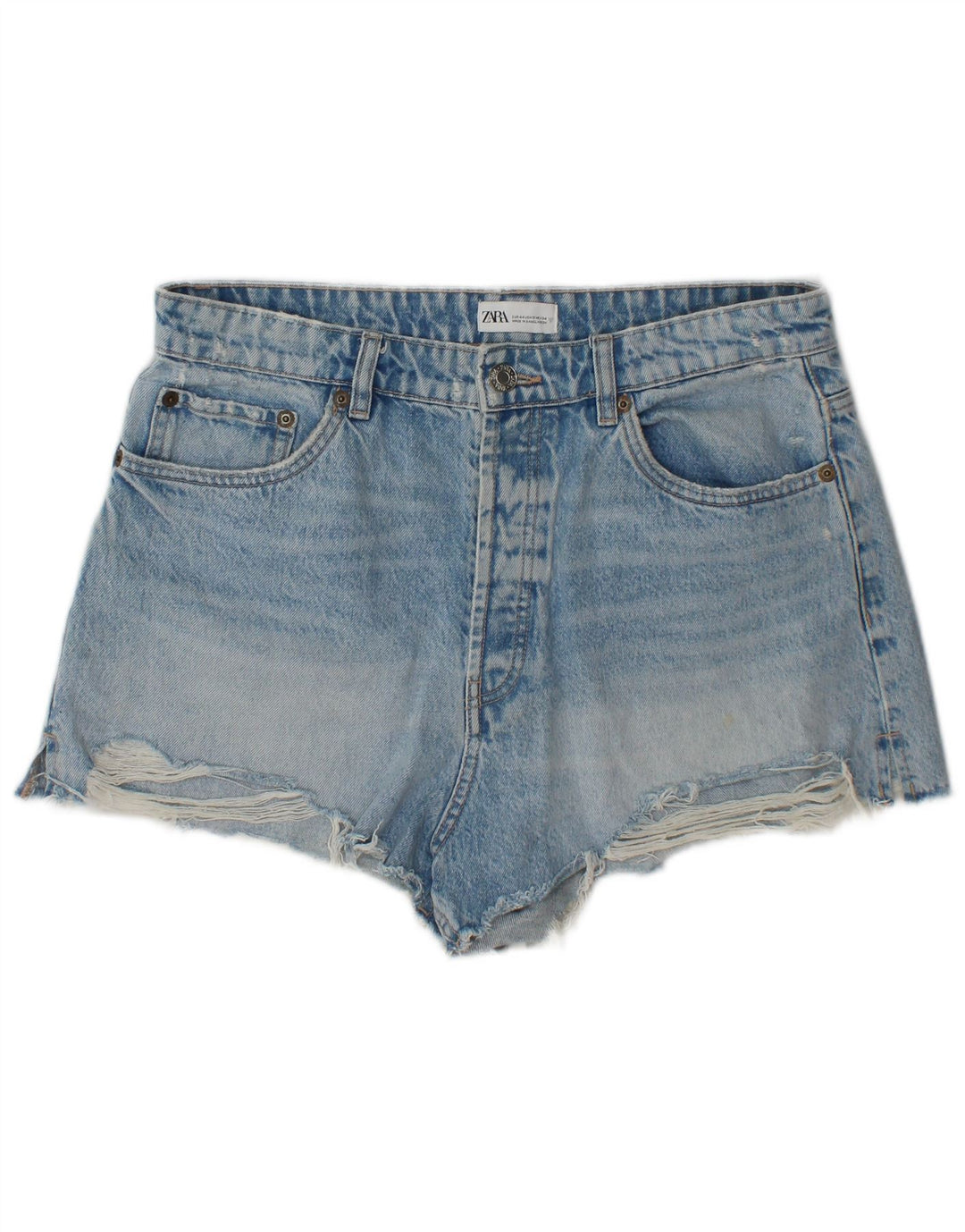 Pantaloni scurți din denim învechit pentru femei Zara EU 44 XL W34 Albastru