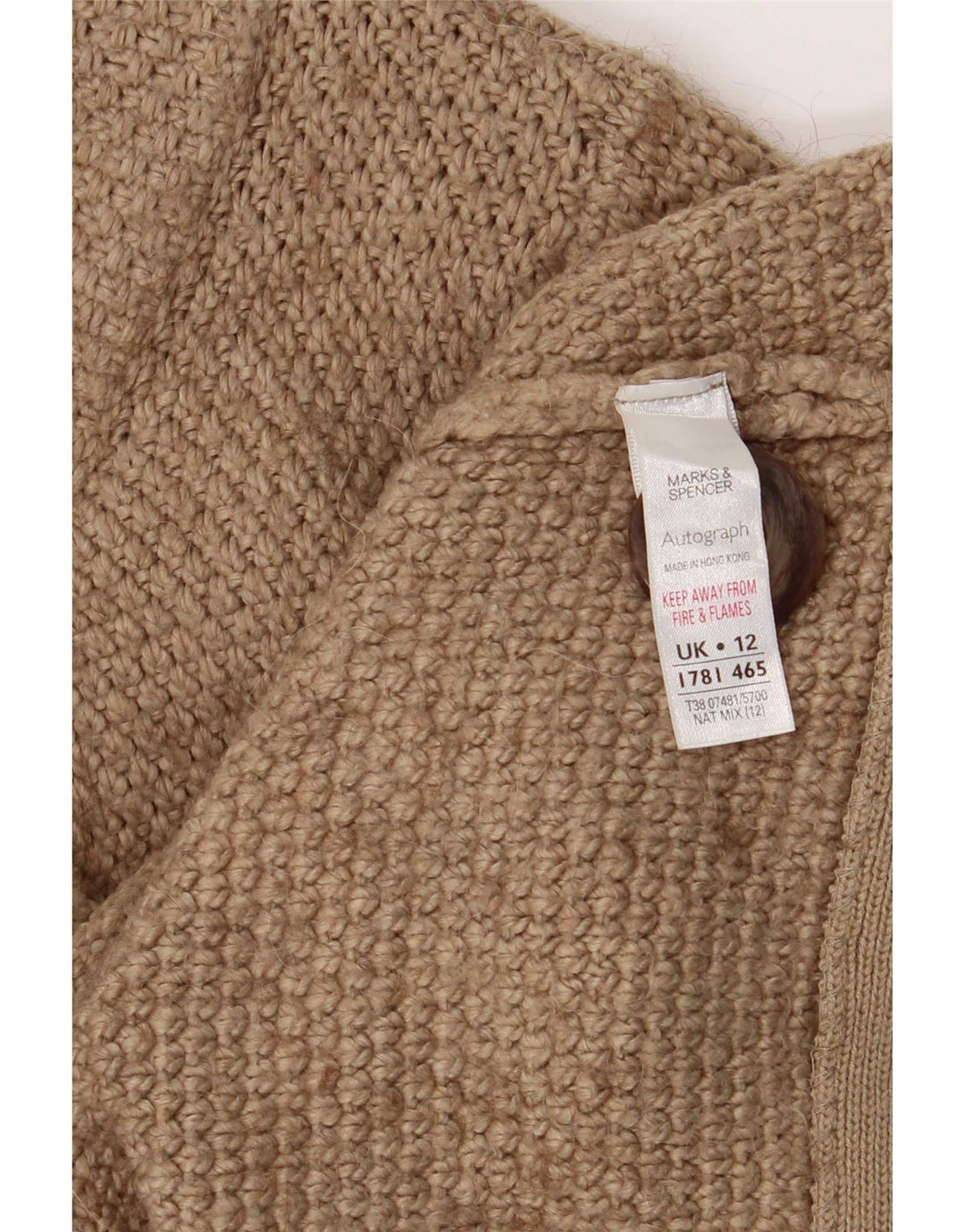 Pulover cardigan pentru femei Marks & Spencer cu mâneci 3/4 UK 12 Bej mediu