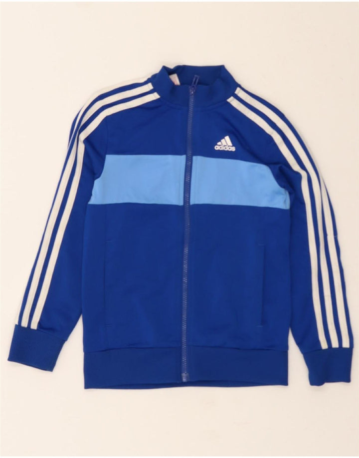 ADIDAS Boys Tracksuit Top Jacket 7-8 Years Blue Colourblock Polyester Vintage Adidas and Second-Hand Adidas from Messina Hembry 