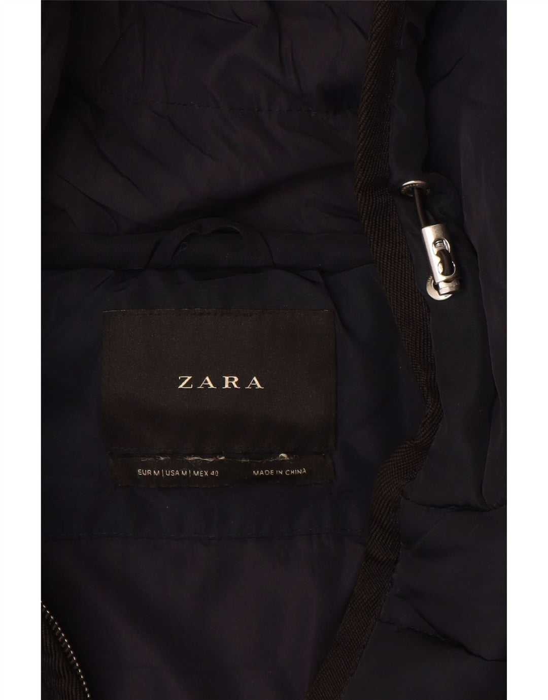 Jachetă căptușită cu glugă pentru bărbați ZARA UK 38 Medium Bleumarin Colorblock