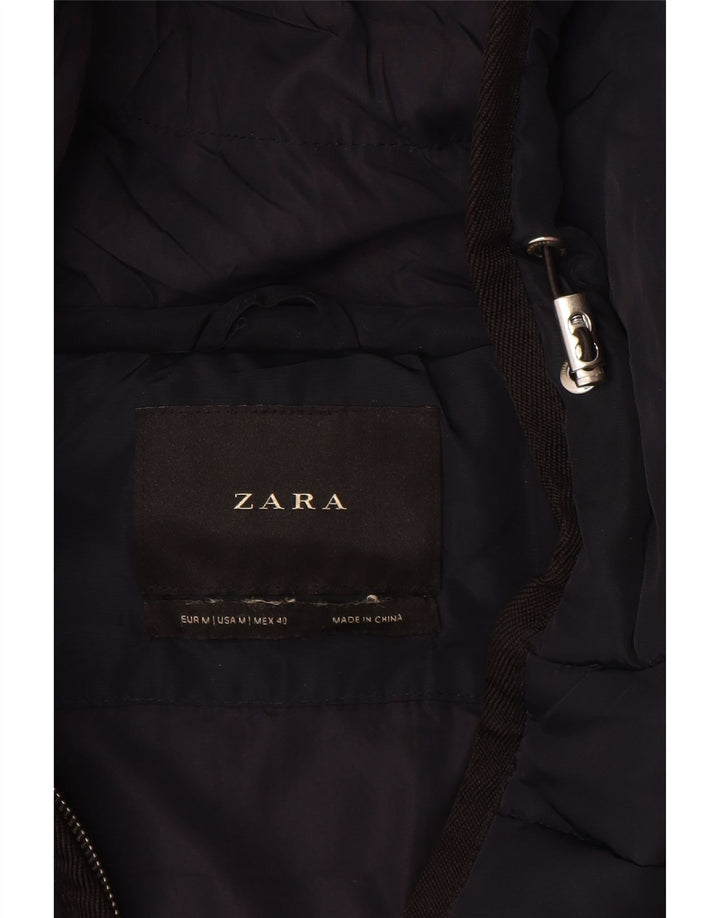 Jachetă căptușită cu glugă pentru bărbați ZARA UK 38 Medium Bleumarin Colorblock