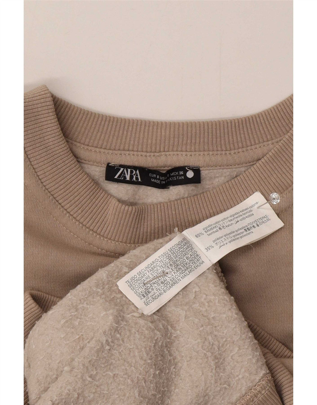 Pulover supradimensionat pentru femei Zara UK 10 Bumbac Bej mic
