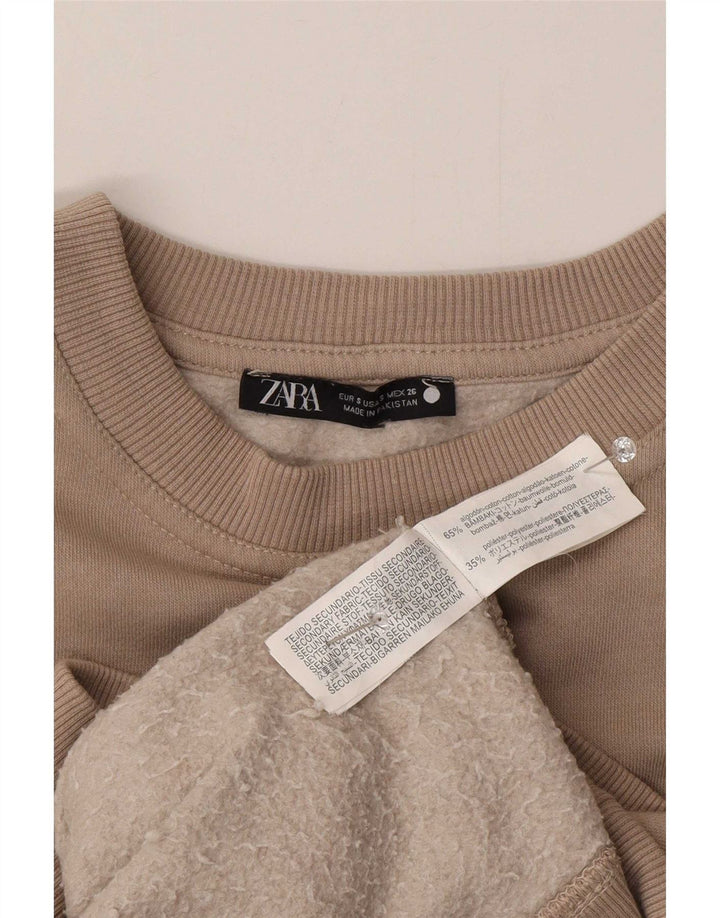 Pulover supradimensionat pentru femei Zara UK 10 Bumbac Bej mic