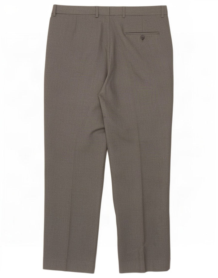 Pantaloni de costum pentru bărbați Marks & Spencer, cu ajustare normală, L36 L29, poliester gri