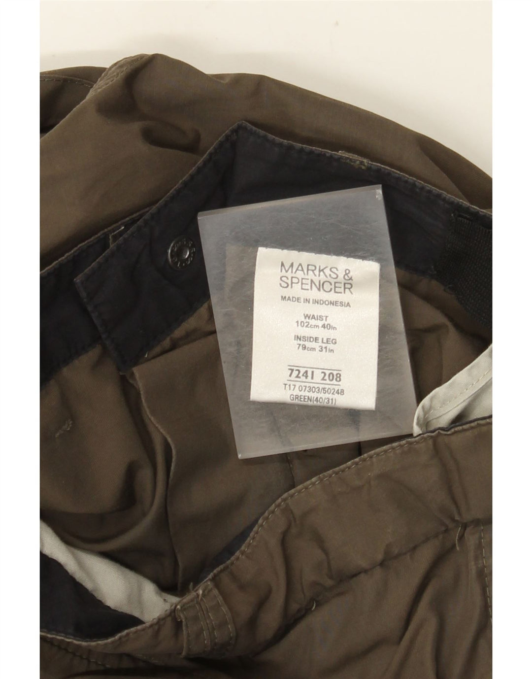 MARKS & SPENCER Pantaloni cargo drepți pentru bărbați L40 L31 Poliamidă verde