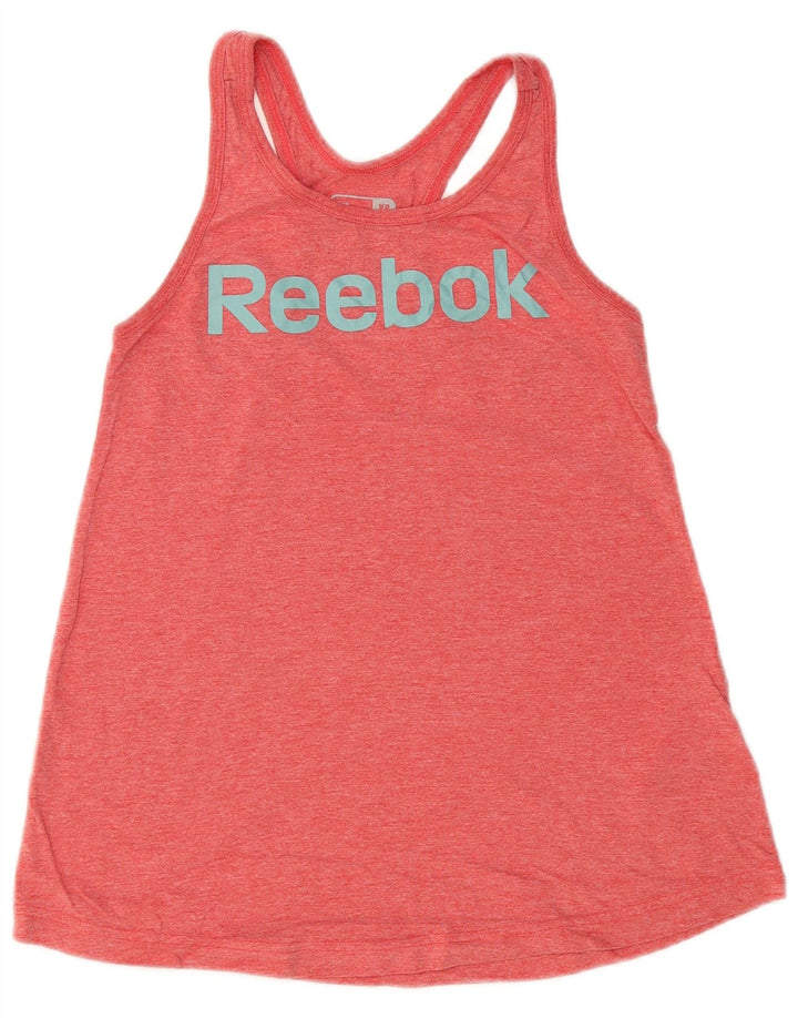Top cu vestă grafică pentru femei REEBOK UK 6 XS bumbac roșu