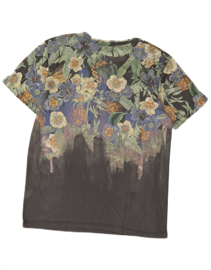 Tricou grafic pentru bărbați Zara Top mare, gri, cu flori din poliester