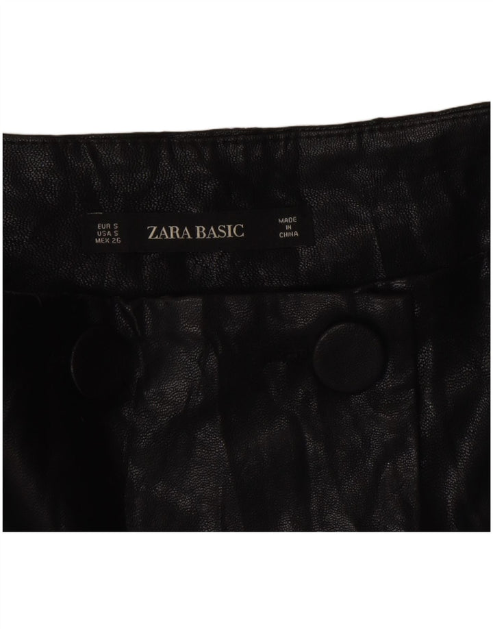 Fustă înfășurată din piele artificială pentru femei Zara Mic W26 Negru