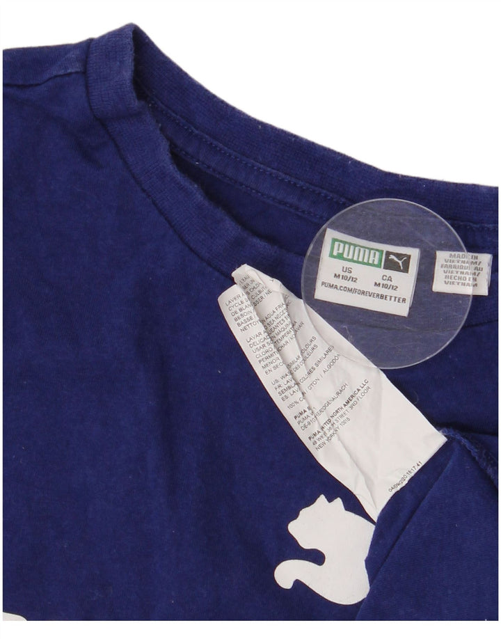 Tricou grafic Puma pentru băieți Top 10-11 ani, bumbac albastru mediu