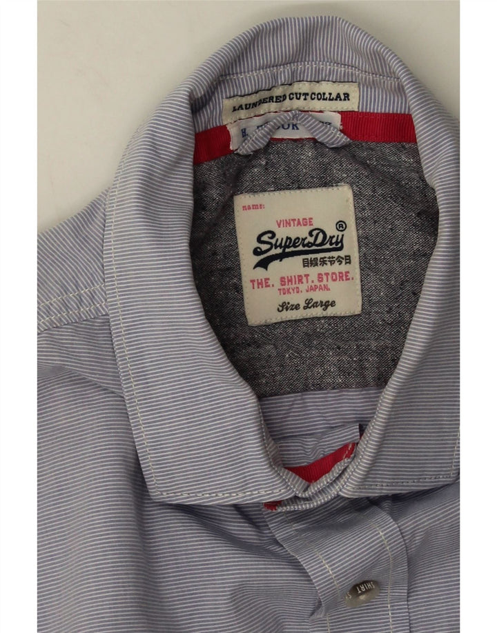 Cămașă pentru bărbați Superdry, mare, albastru, cu dungi, bumbac