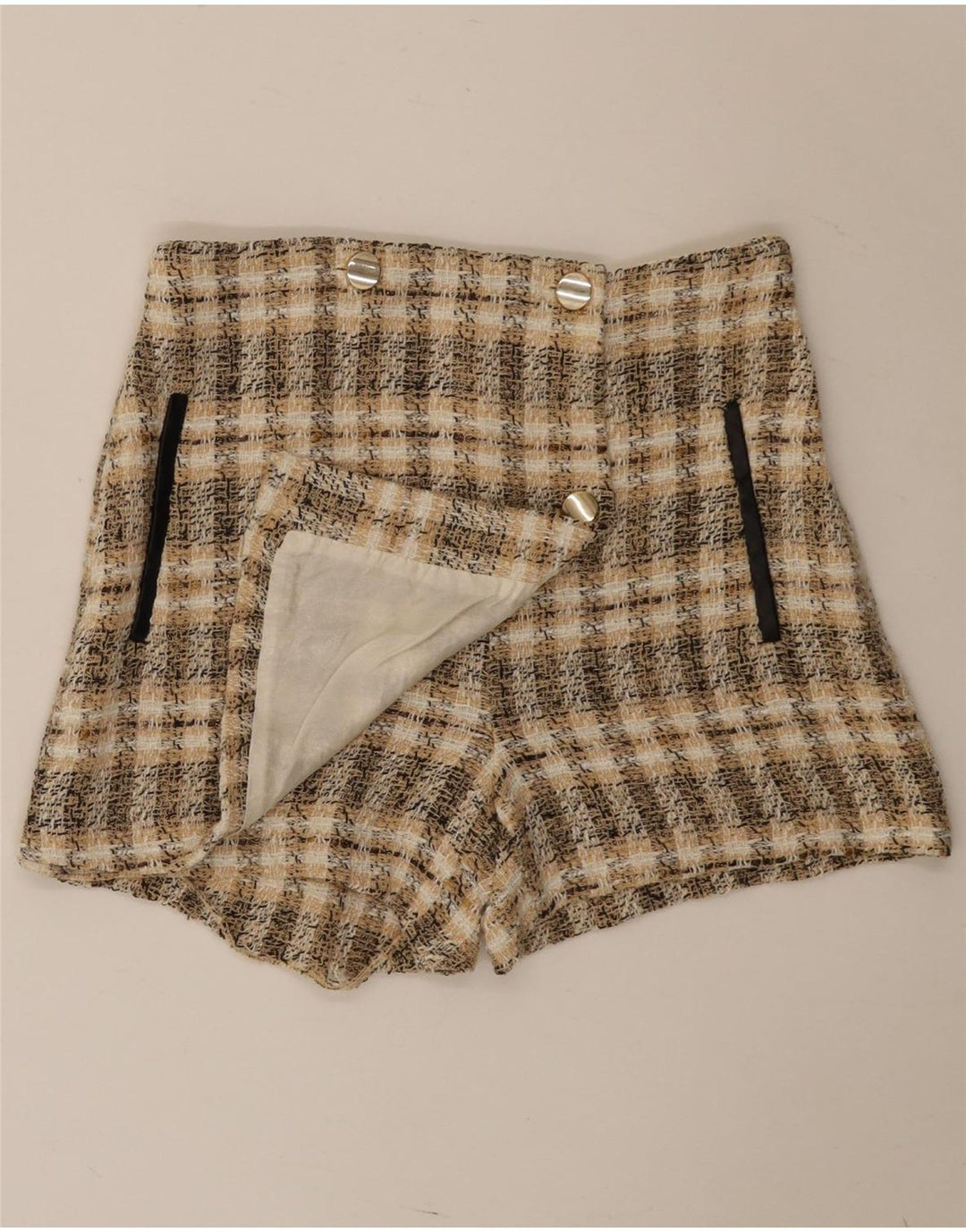 Pantaloni scurți casual pentru femei Zara Medium W28 Brown Check Poliester