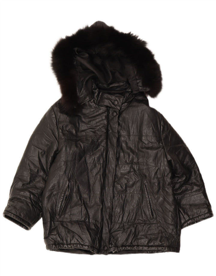 Jachetă de piele cu glugă pentru femei Max UK 18 XL Negru