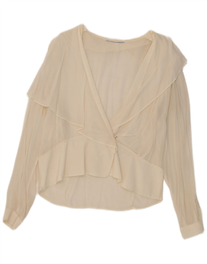Cardigan Vintage pentru femei See Through Top UK 14 Large Off White