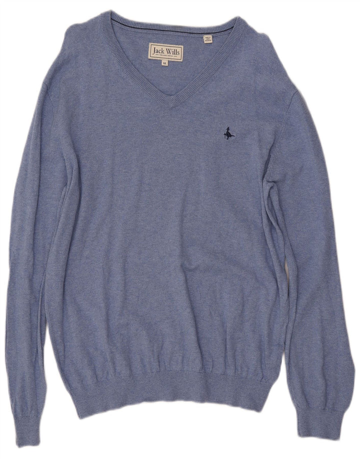 JACK WILLS Pulover cu decolteu în V pentru bărbați, XL, bumbac, albastru