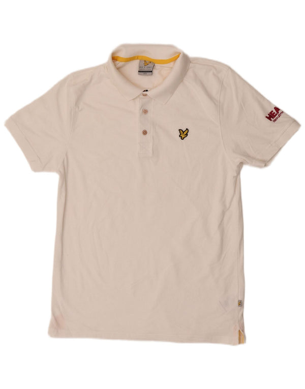 Tricou polo cu grafic Lyle & Scott pentru bărbați, bumbac alb mare