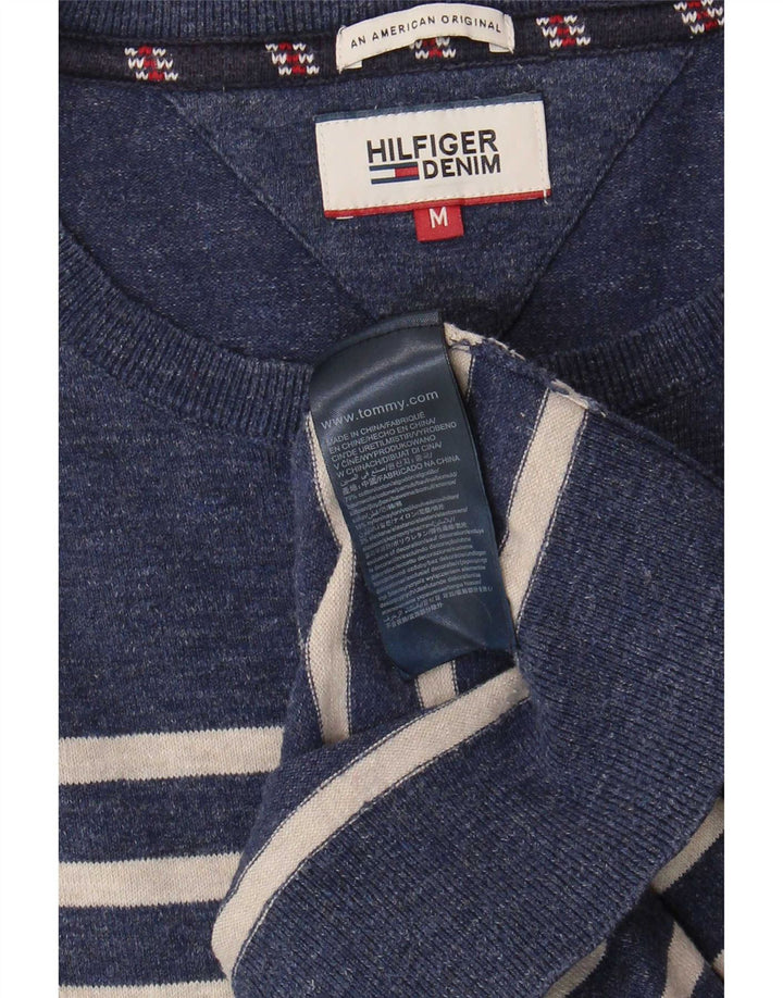 Pulover Tommy Hilfiger pentru bărbați, cu gât de barcă, în dungi, albastru marin mediu