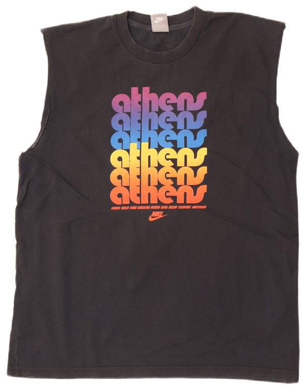 Top cu vestă grafică Nike pentru bărbați UK 42/44, mare, negru, bumbac