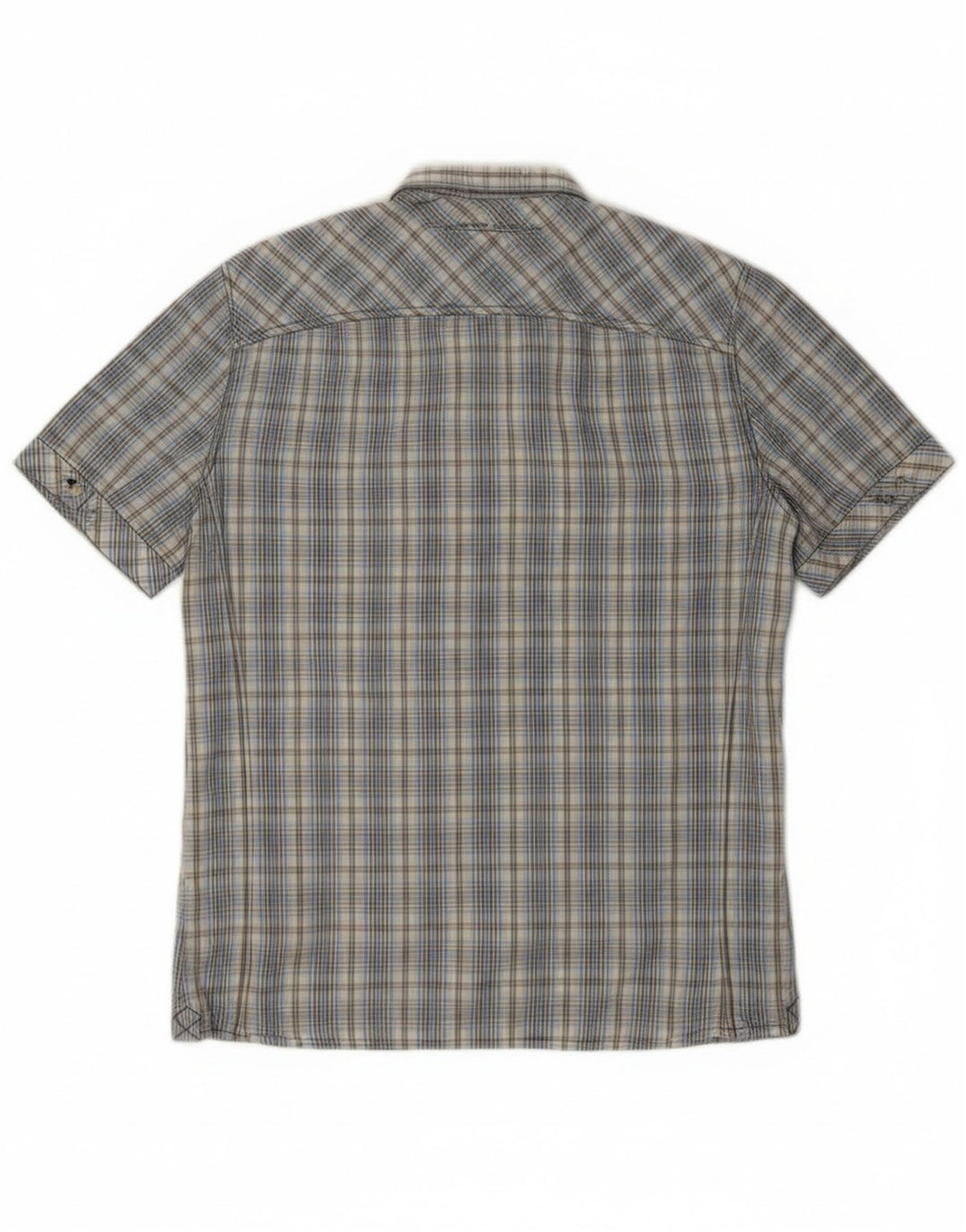 Cămașă cu mânecă scurtă pentru bărbați PEPE Jeans, bumbac cu carouri albastru mediu