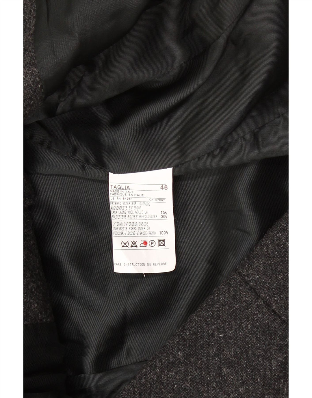 BENETTON Womens 2 Button Blazer Jacket IT 46 Large Grey Wool Vintage Benetton and Second-Hand Benetton from Messina Hembry 