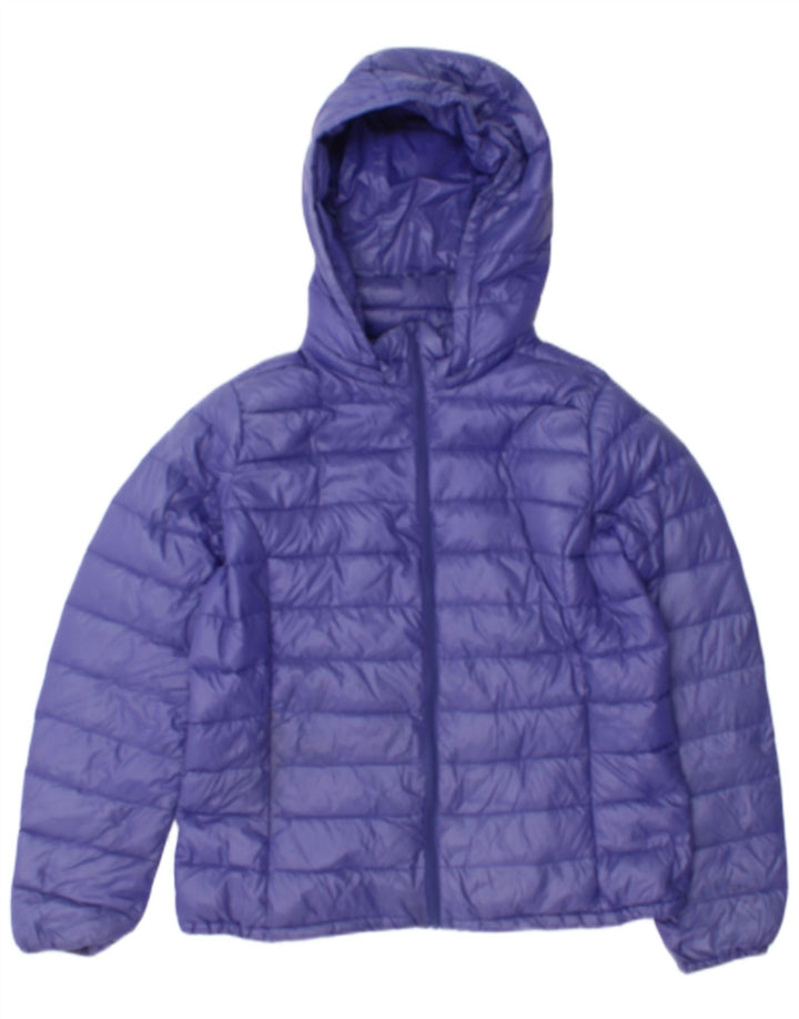 Jachetă căptușită cu glugă Benetton pentru femei UK 14 mare violet