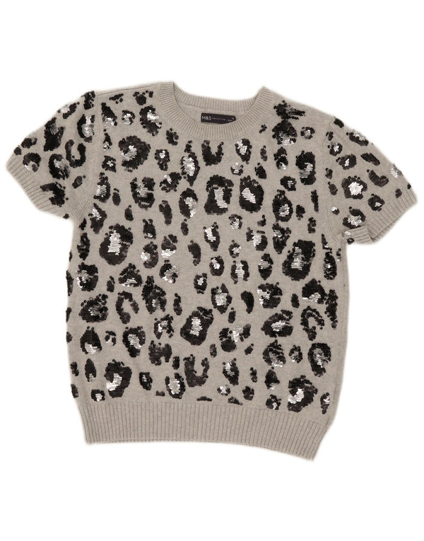 Pulover pentru femei Marks & Spencer Crop Crew Deck Pulover UK 16 Large Gri
