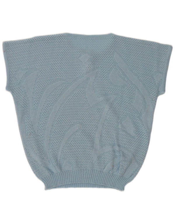 Pulover Vintage pentru femei See Through Crew Deck Pulover UK 14 Medium Blue