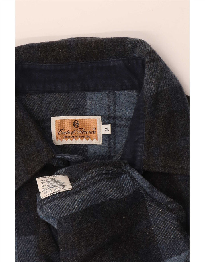 Cămașă pentru bărbați Conte of Florence, XL, lână cu carouri albastre